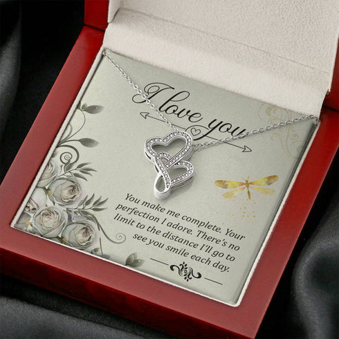 I love you :Special Double Hearts Necklace - Necklace for her